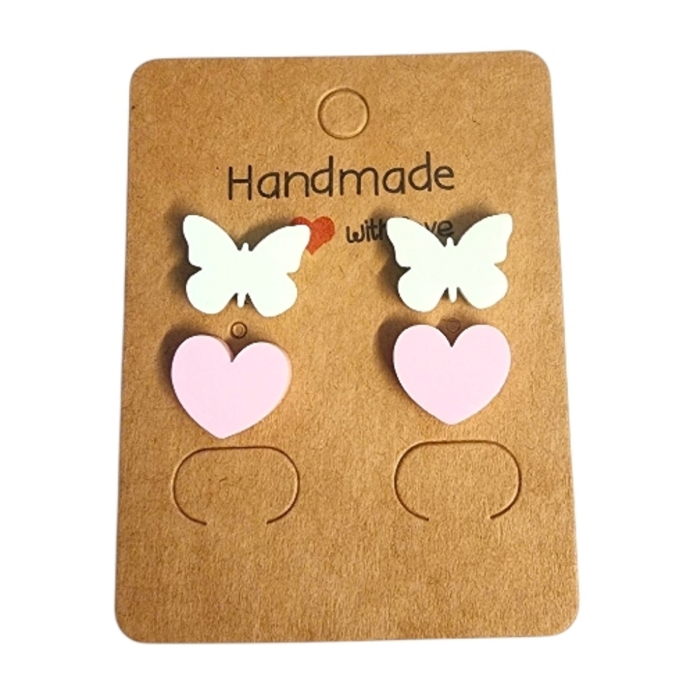 Butterfly Heart Acrylic Stud Earrings – 2 Pair